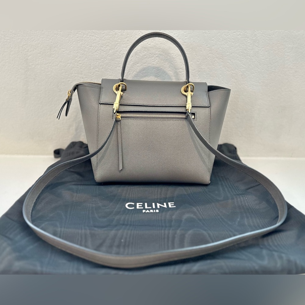 ❤️SOLD❤️ Auth CELINE Micro Grey Belt Bag in Grained Leather 9 x 8 IN - Picture 4 of 16